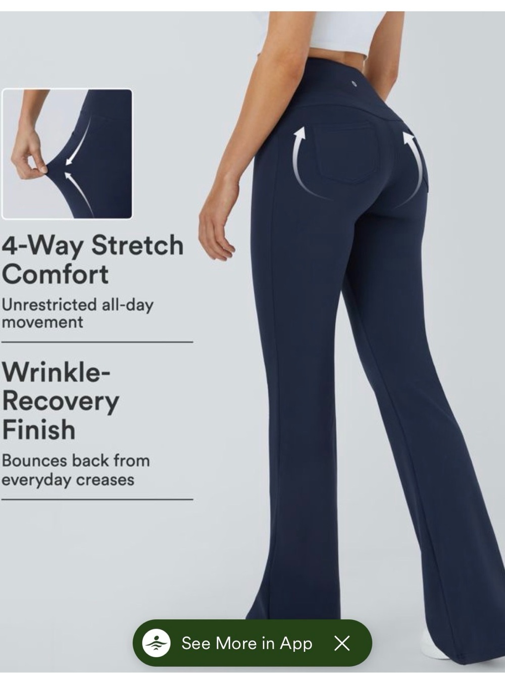 Halara High-Waist Navy Stretch Flare Pants - Women large petite